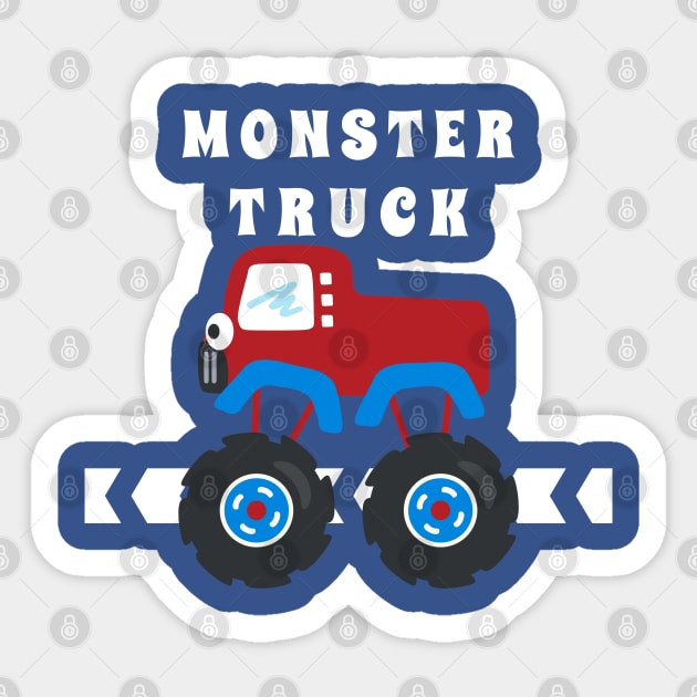 illustration of monster truck with cartoon style. Sticker by KIDS APPAREL